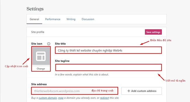 Chỉnh sửa profile web